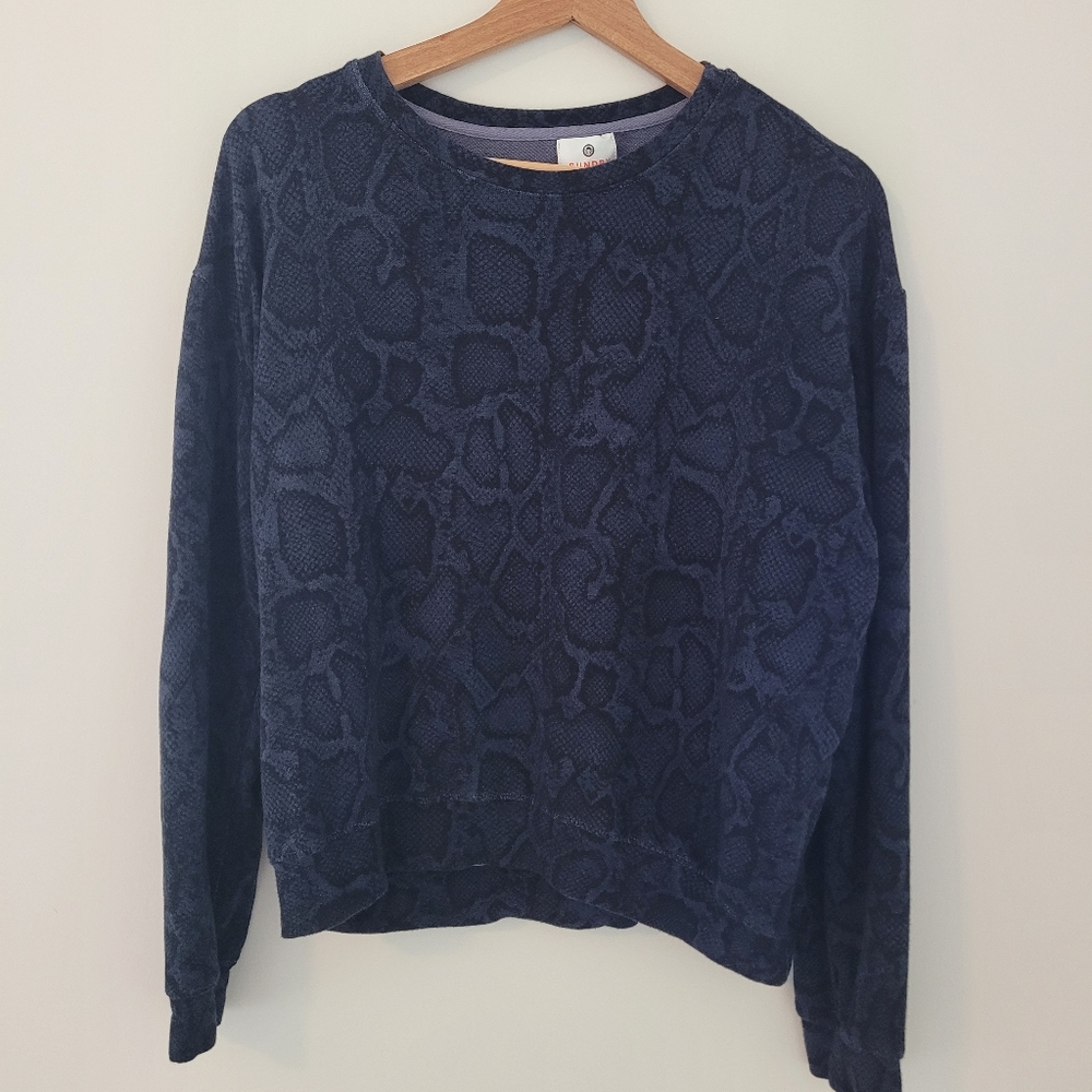 Sundry  Cropped Pullover Size 1 (small) Blue and Black Snake Print